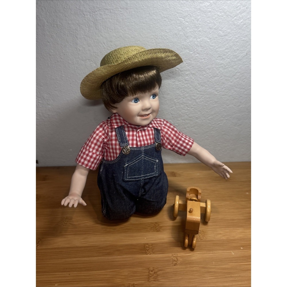 Danbury Steve‎ The Farmer Porcelain Doll Elke Hutchens with Tractor